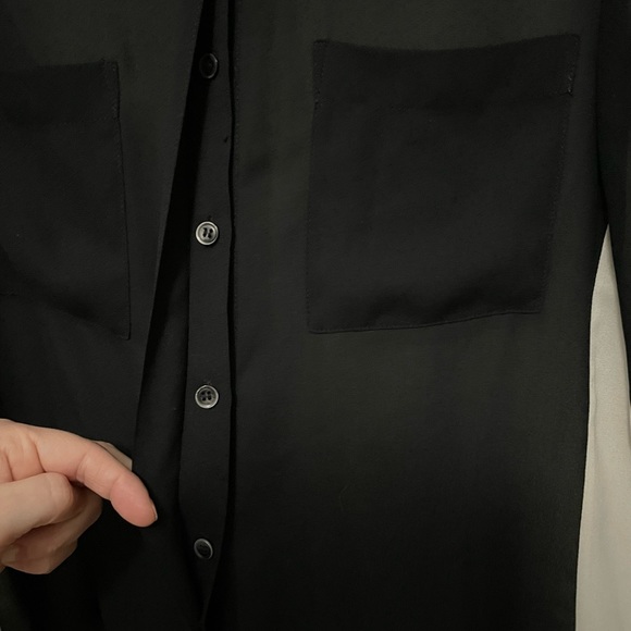 Halogen Color Block Sheer Button Down Blouse - Picture 8 of 9